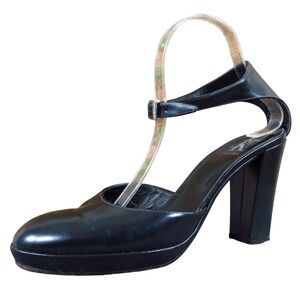Calvin Klein Women Heel Size 9 Dress Formal Office Black Leather Platform Pump‎